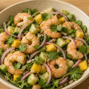 Ensalada de camarones y mango