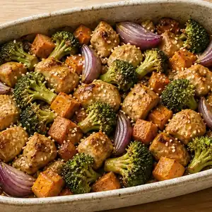 Pollo con batata y brócoli